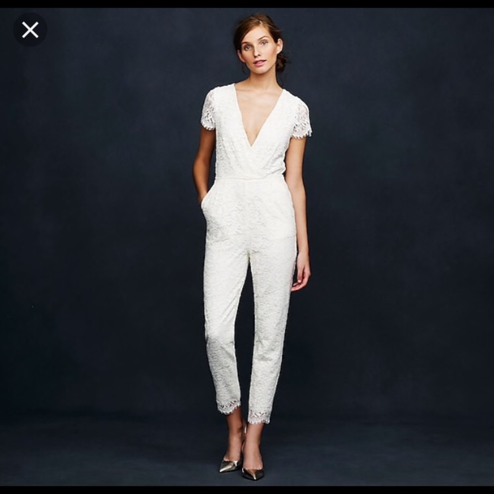 J crew lace ivory jumpsuit bridal 00 - Picture 4 of 8